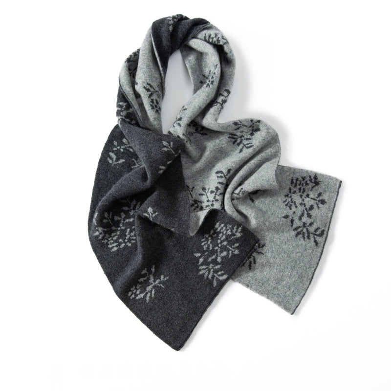 Reversible Cashmere Scarf - with Floral Jacquard Pattern | Multiple Colors