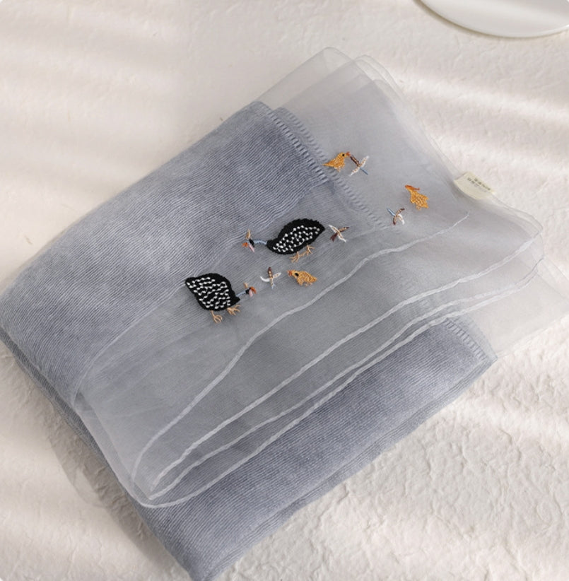Embroidered Silk Scarf for Women – Lightweight Wrap - AOA Fashion Accessories