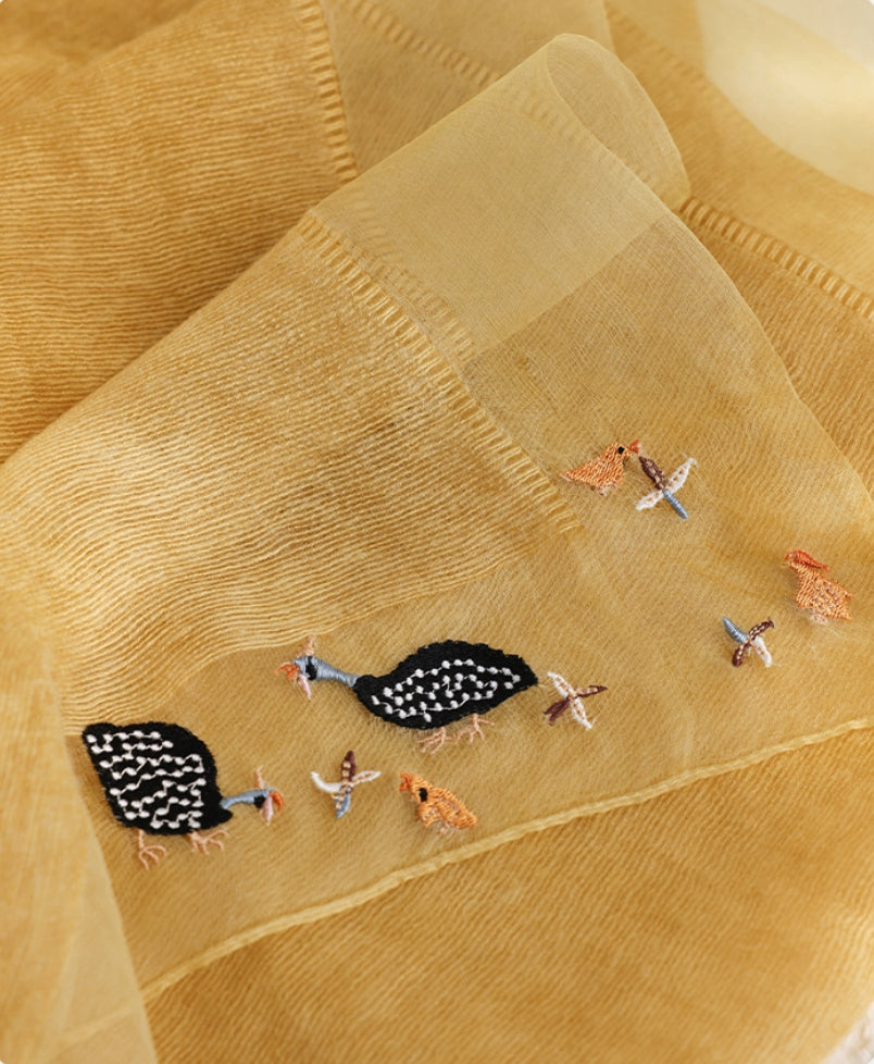 Embroidered Silk Scarf for Women – Lightweight Wrap - AOA Fashion Accessories
