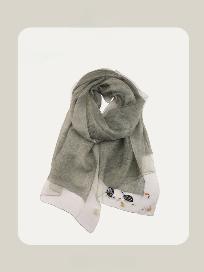 Embroidered Silk Scarf for Women – Lightweight Wrap - AOA Fashion Accessories
