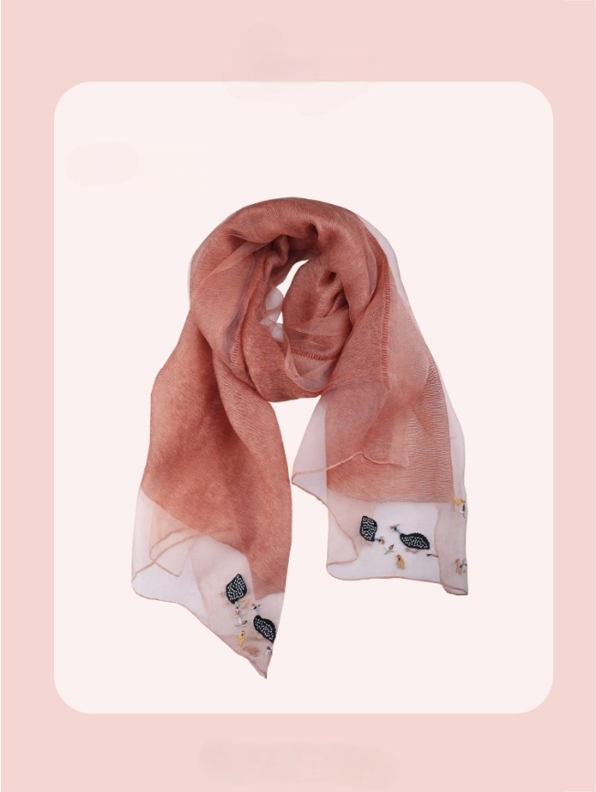 Embroidered Silk Scarf for Women – Lightweight Wrap - AOA Fashion Accessories