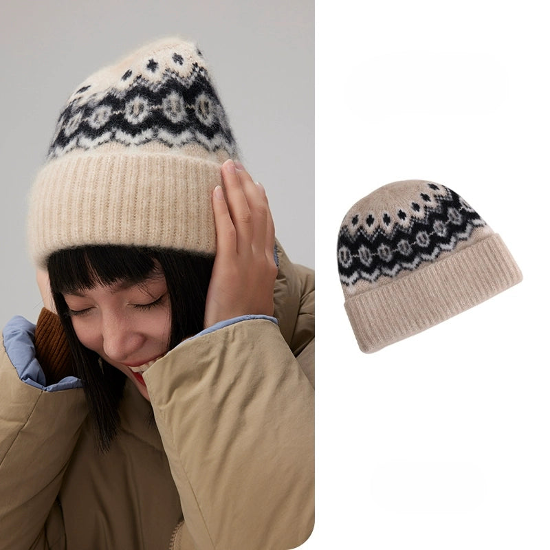 Cashmere Fair Isle Beanie – Vintage Nordic Elegance | Multiple Colors