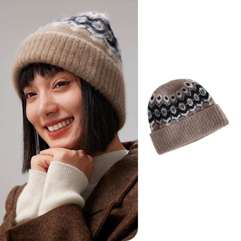 Cashmere Fair Isle Beanie – Vintage Nordic Elegance | Multiple Colors