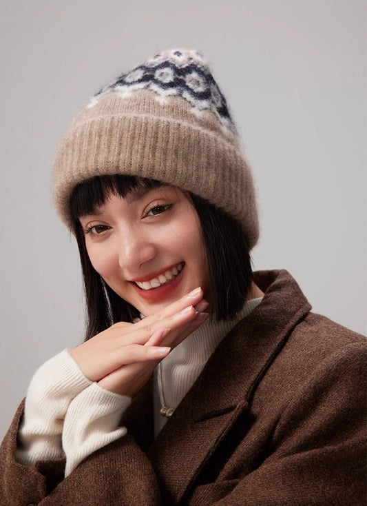 Cashmere Fair Isle Beanie – Vintage Nordic Elegance | Multiple Colors