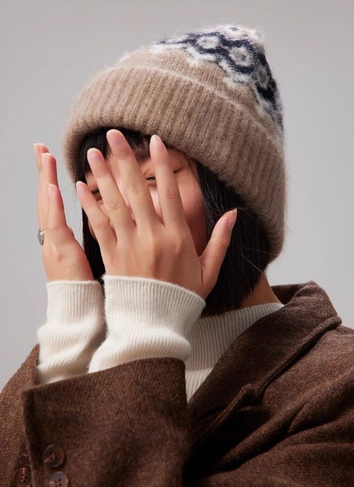 Cashmere Fair Isle Beanie – Vintage Nordic Elegance | Multiple Colors