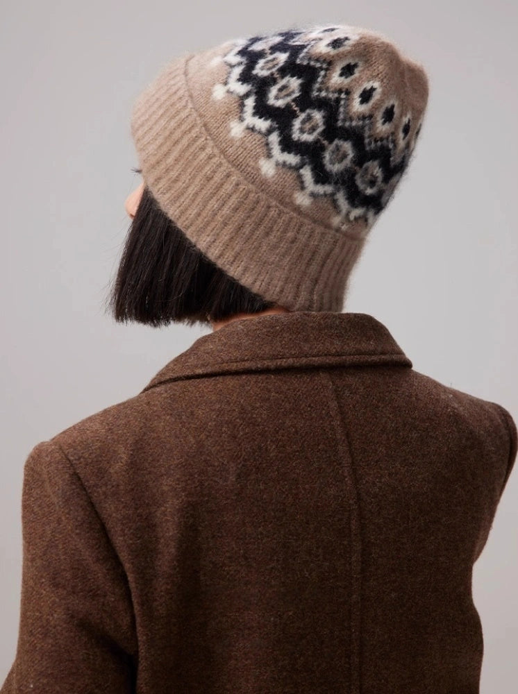 Cashmere Fair Isle Beanie – Vintage Nordic Elegance | Multiple Colors