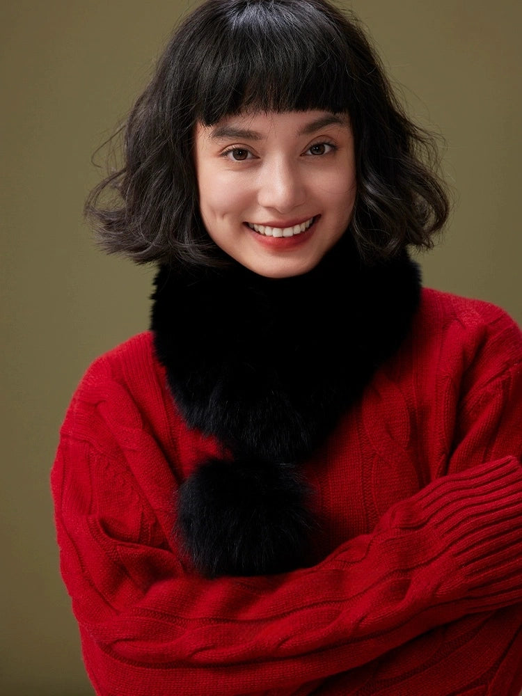 Reversible Fox & Rex Rabbit Fur Scarf | Multiple Colors OESLO