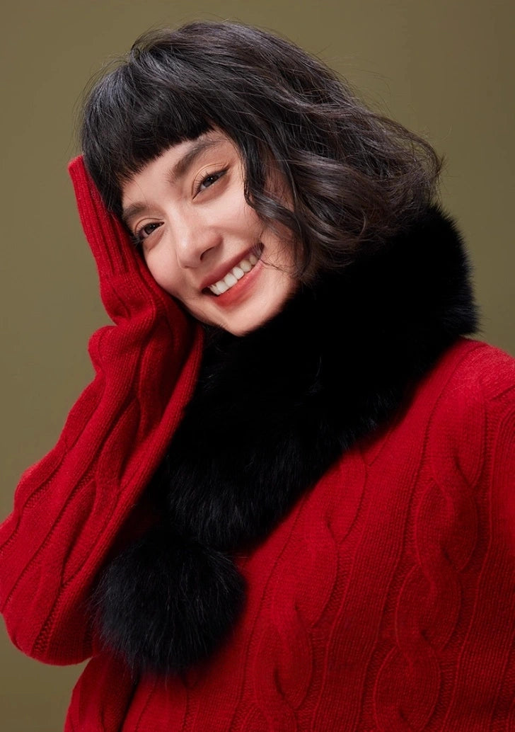 Reversible Fox & Rex Rabbit Fur Scarf | Multiple Colors OESLO