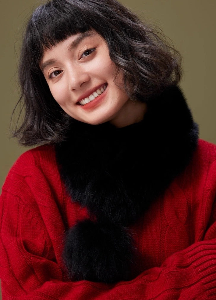 Reversible Fox & Rex Rabbit Fur Scarf | Multiple Colors OESLO