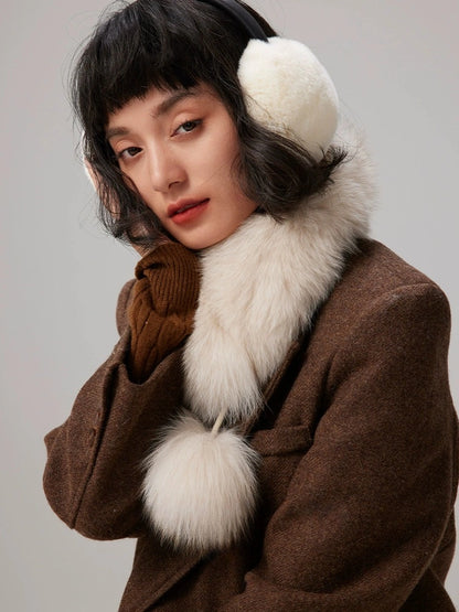 Reversible Fox & Rex Rabbit Fur Scarf | Multiple Colors OESLO
