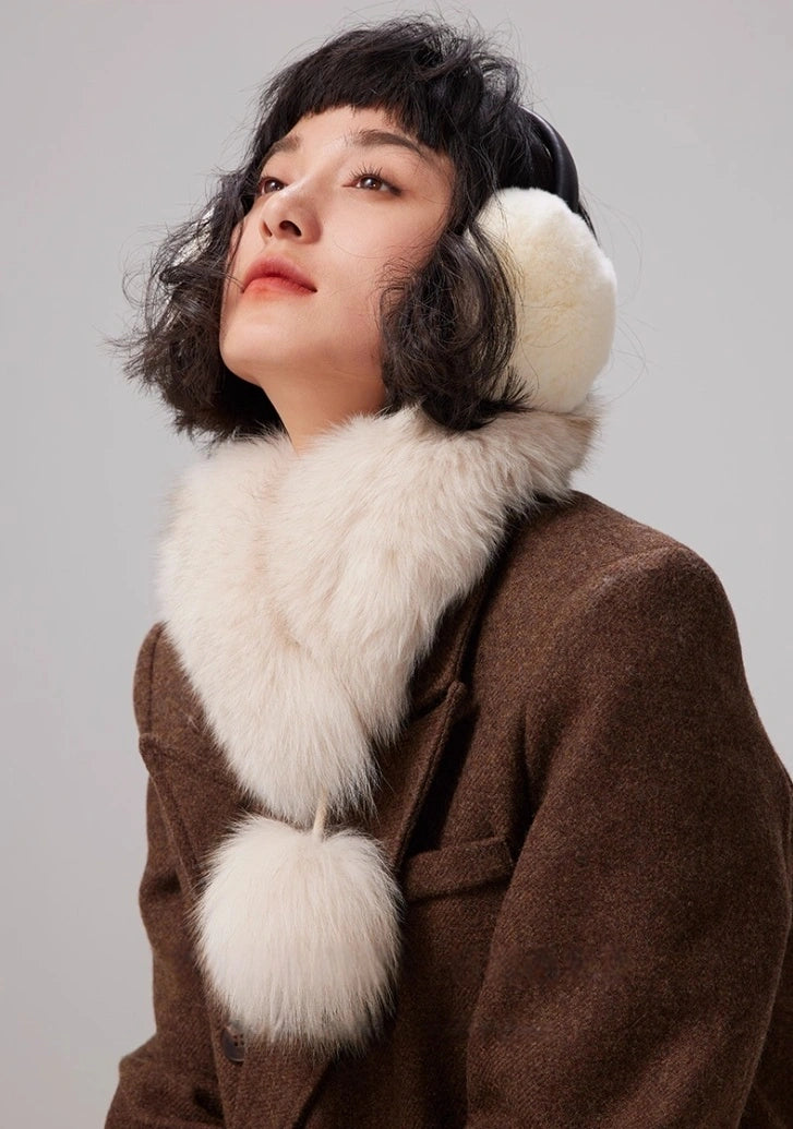Reversible Fox & Rex Rabbit Fur Scarf | Multiple Colors OESLO