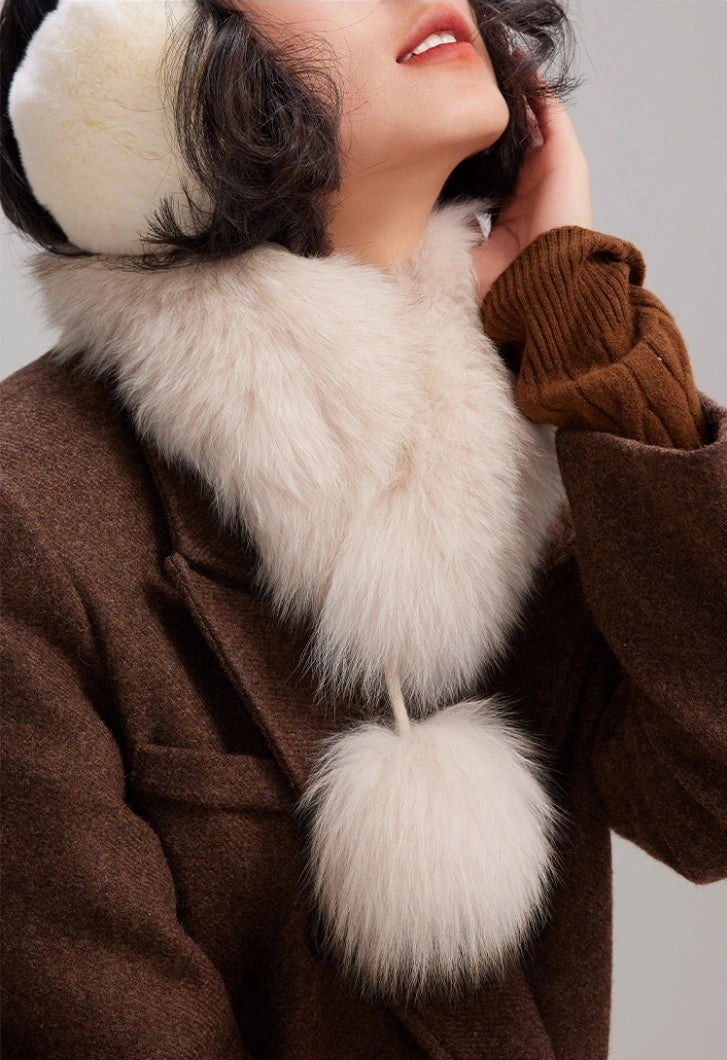 Reversible Fox & Rex Rabbit Fur Scarf | Multiple Colors OESLO