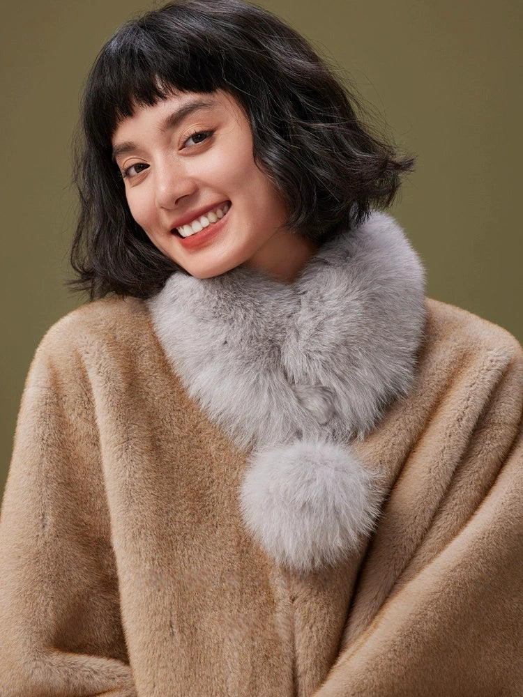 Reversible Fox & Rex Rabbit Fur Scarf | Multiple Colors OESLO