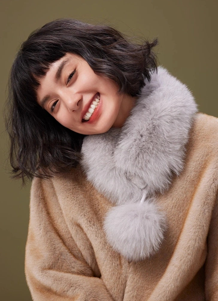 Reversible Fox & Rex Rabbit Fur Scarf | Multiple Colors OESLO