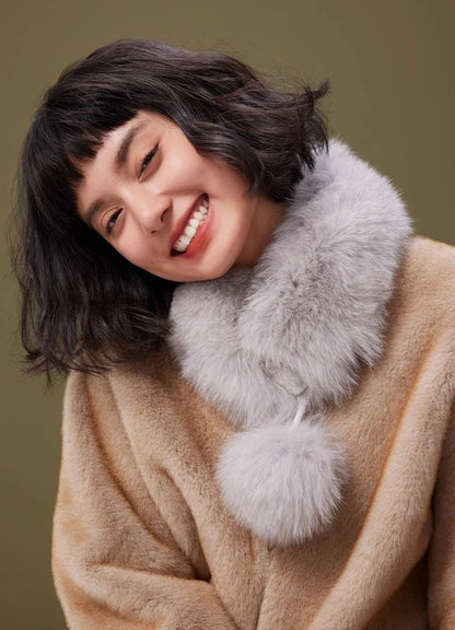 Reversible Fox & Rex Rabbit Fur Scarf | Multiple Colors OESLO