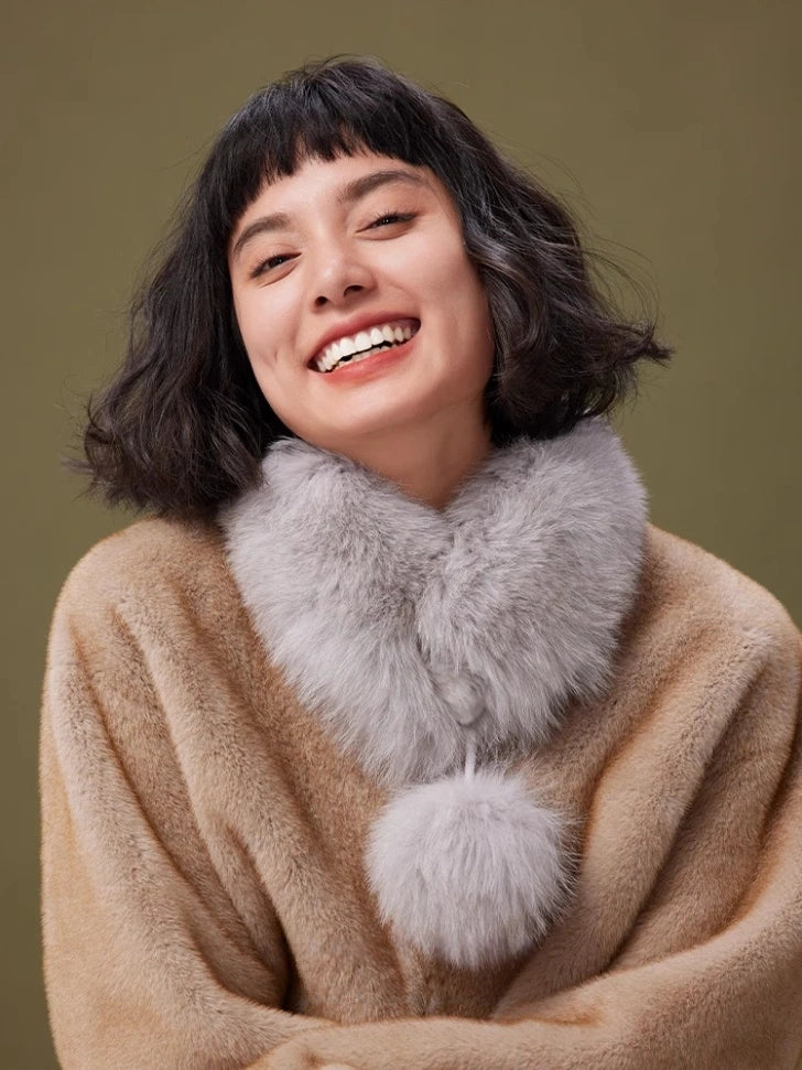 Reversible Fox & Rex Rabbit Fur Scarf | Multiple Colors OESLO