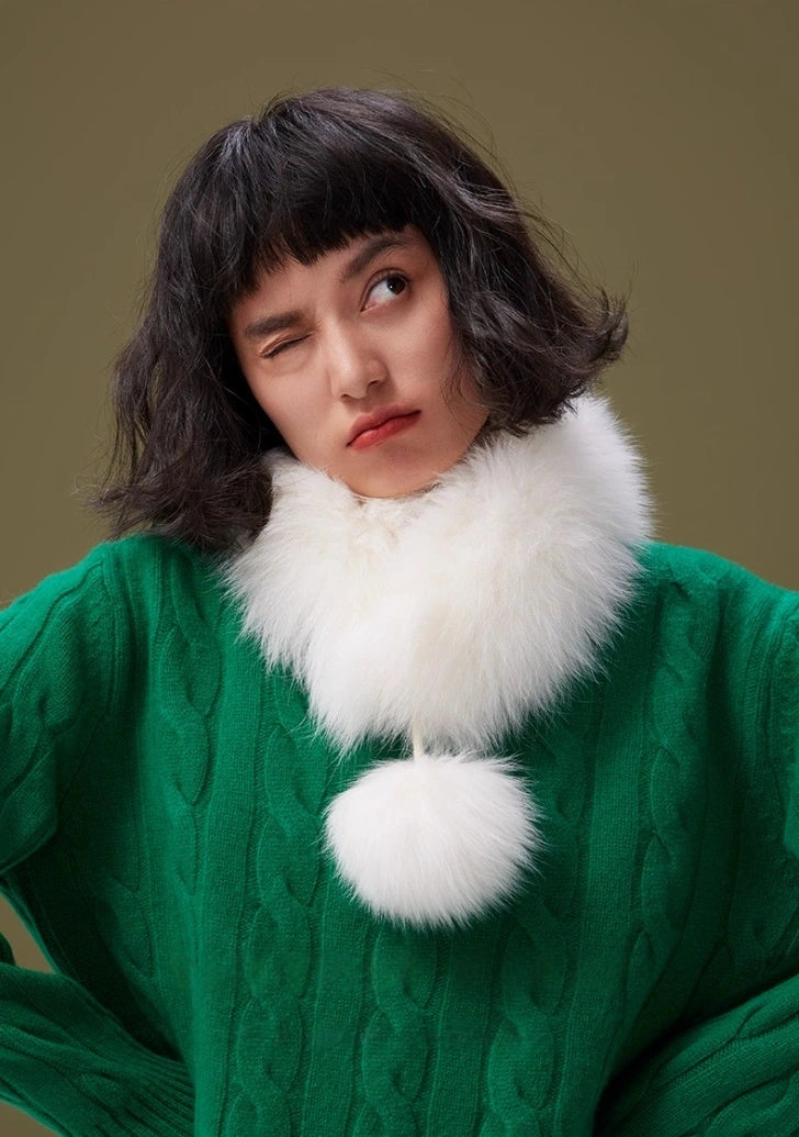 Reversible Fox & Rex Rabbit Fur Scarf | Multiple Colors OESLO