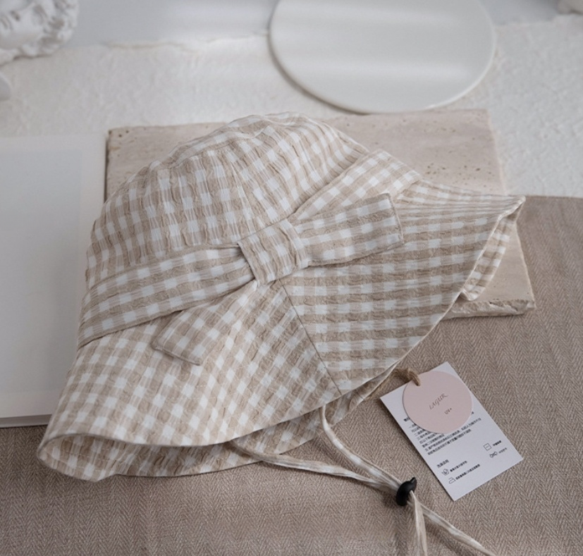 Gingham Bow Bucket Hat for Women – Cute Lightweight Sun Hat - OESLO