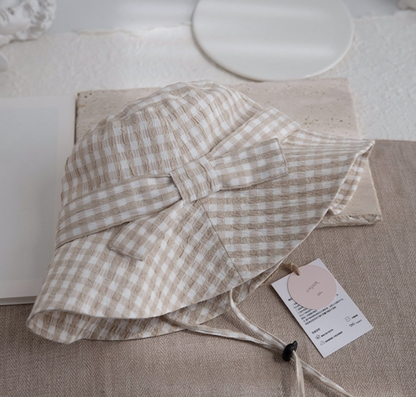 Gingham Bow Bucket Hat for Women – Cute Lightweight Sun Hat - OESLO