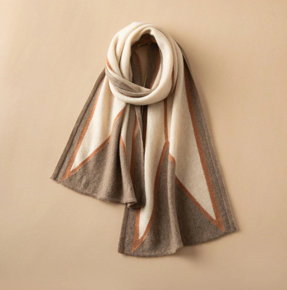 Luxury Cashmere Scarf – Artistic Geometric Design | Multiple Colors