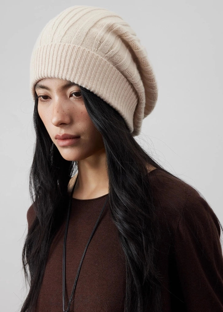Wool Knit Hat — Elegant Striped Beret for Women | Multiple Colors