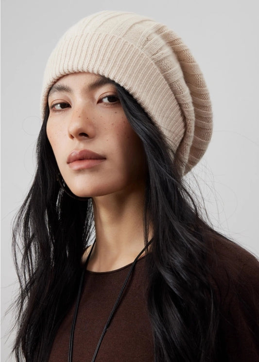 Wool Knit Hat — Elegant Striped Beret for Women | Multiple Colors