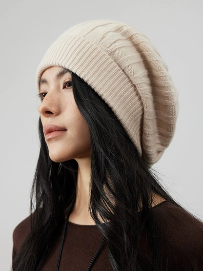 Wool Knit Hat — Elegant Striped Beret for Women | Multiple Colors