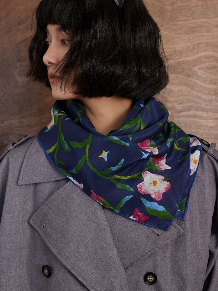Luxury fashion scarves collection with floral, artistic and classic prints.
