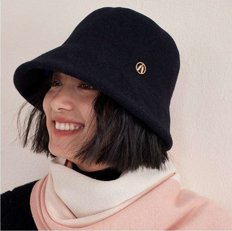 Minimalist Wool Bucket Hat – Wool Fuzzy Winter Hat for Women - AOA Fashion Accessories