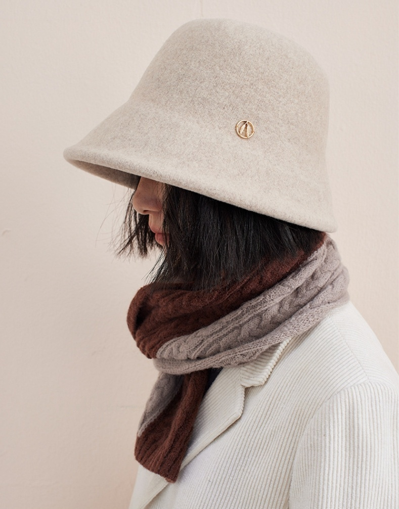 Minimalist Wool Bucket Hat – Wool Fuzzy Winter Hat for Women - AOA Fashion Accessories