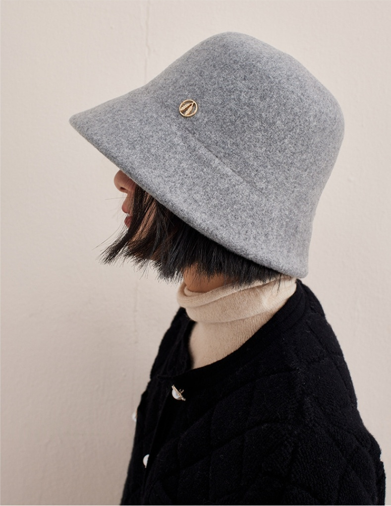 Minimalist Wool Bucket Hat – Wool Fuzzy Winter Hat for Women - AOA Fashion Accessories