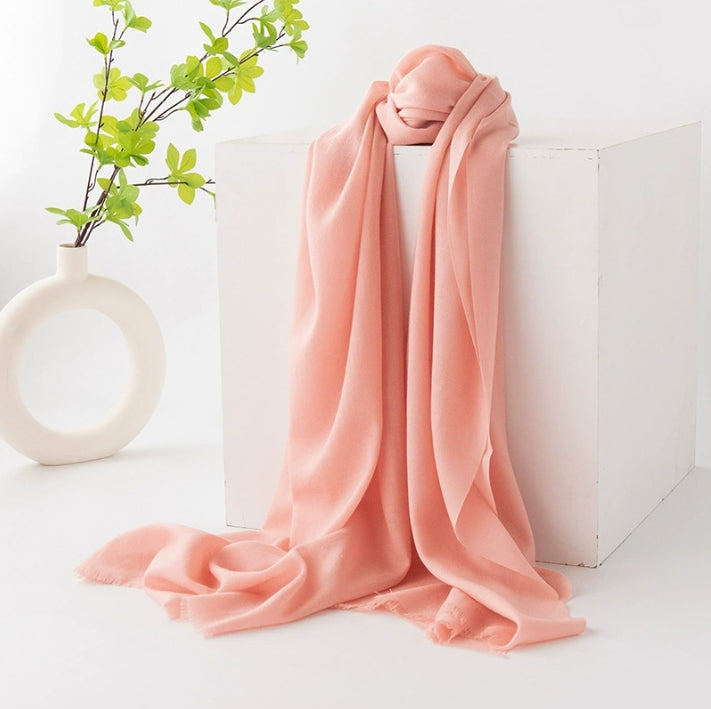 Wool Scarf - Stylish Solid Color Large Scarf, Suitable for All Seasons - AOA Fashion Accessories