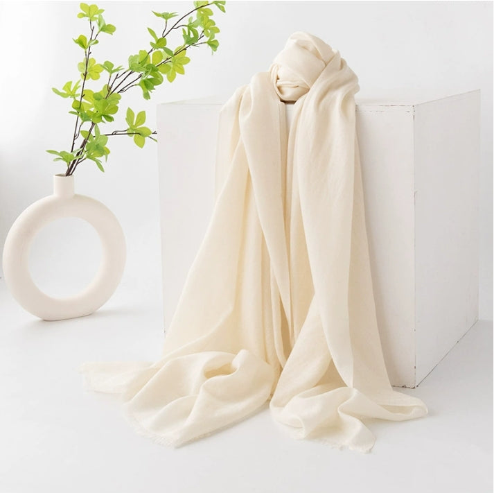 Wool Scarf - Stylish Solid Color Large Scarf, Suitable for All Seasons - AOA Fashion Accessories