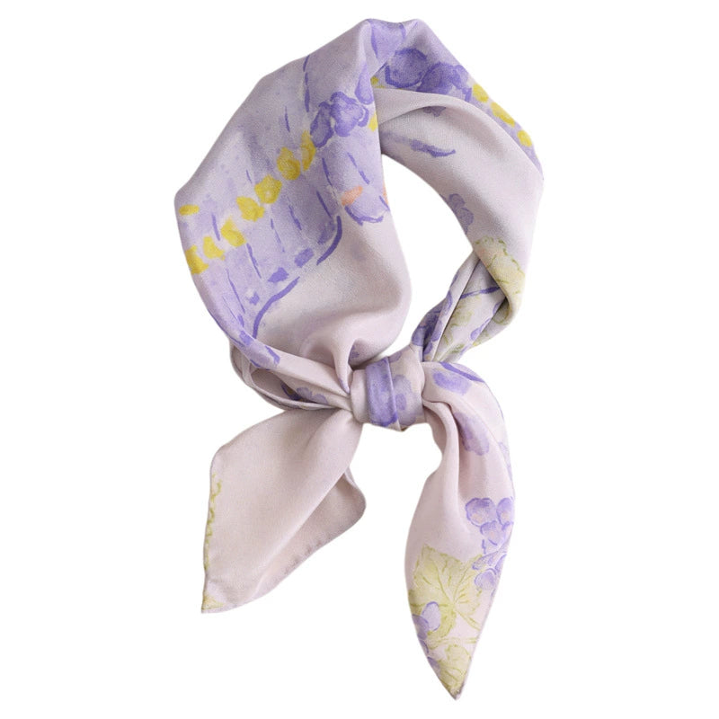 Silk Square Scarf - Purple Butterfly Print