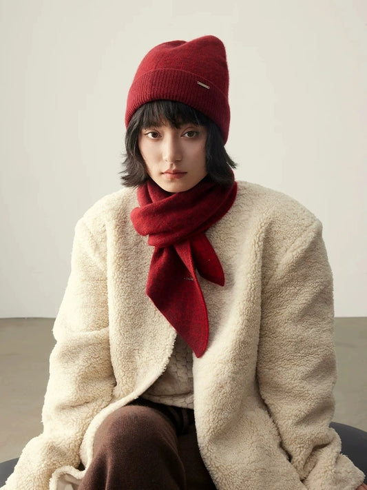 Red Cashmere Scarf and Hat Set - OESLO