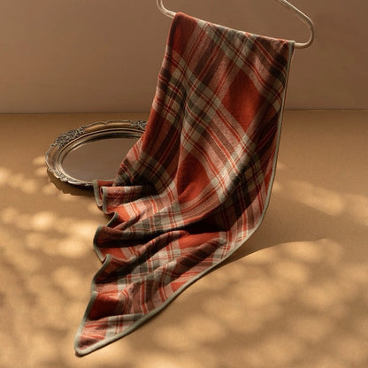 Classic Check Cashmere Triangle Scarf – Retro Chic Shawl | Multiple Colors