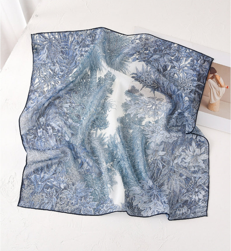 Square Scarf - Vintage Floral Lightweight Scarves - AOA Fashion Accessories