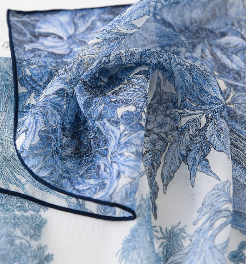 Square Scarf - Vintage Floral Lightweight Scarves - AOA Fashion Accessories