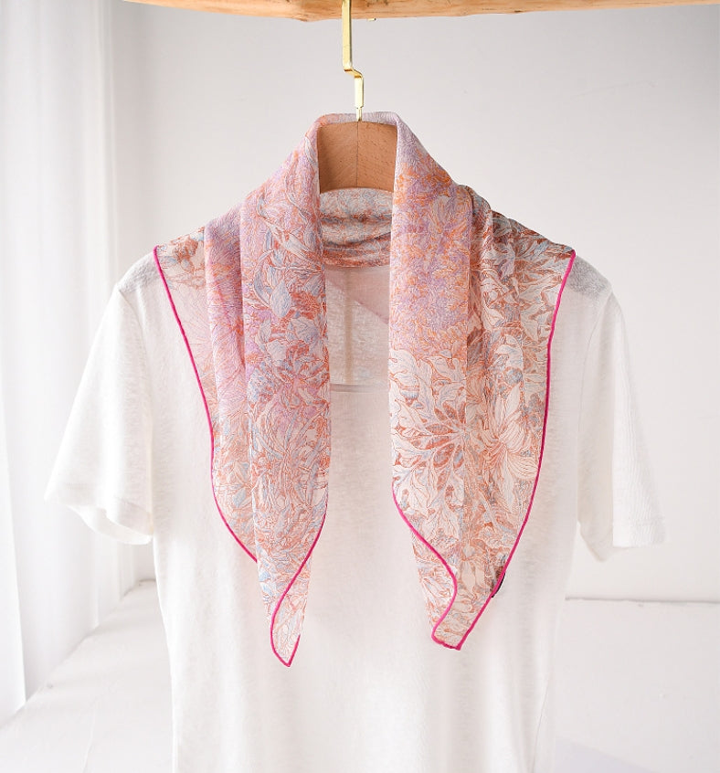 Square Scarf - Vintage Floral Lightweight Scarves - AOA Fashion Accessories