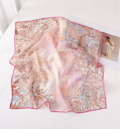 Square Scarf - Vintage Floral Lightweight Scarves - AOA Fashion Accessories