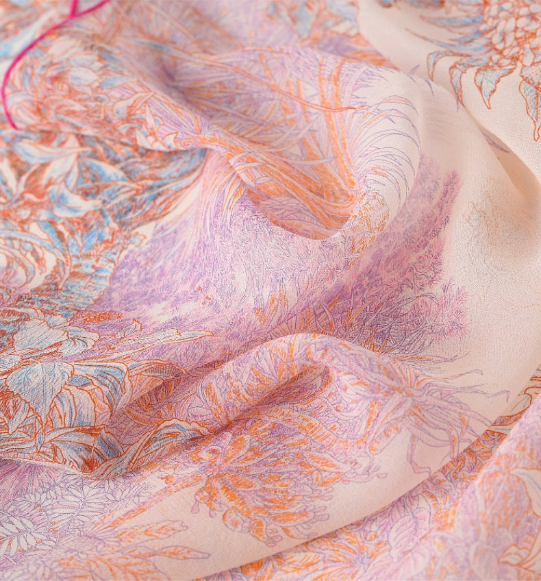 Square Scarf - Vintage Floral Lightweight Scarves - AOA Fashion Accessories