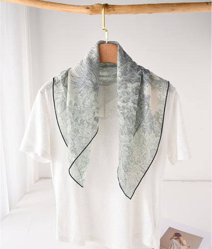 Square Scarf - Vintage Floral Lightweight Scarves - AOA Fashion Accessories