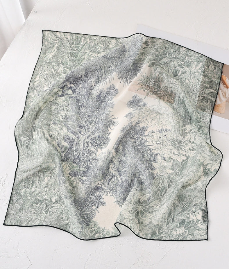 Square Scarf - Vintage Floral Lightweight Scarves - AOA Fashion Accessories