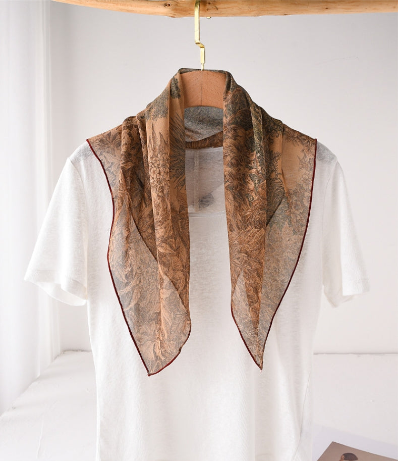 Square Scarf - Vintage Floral Lightweight Scarves - AOA Fashion Accessories