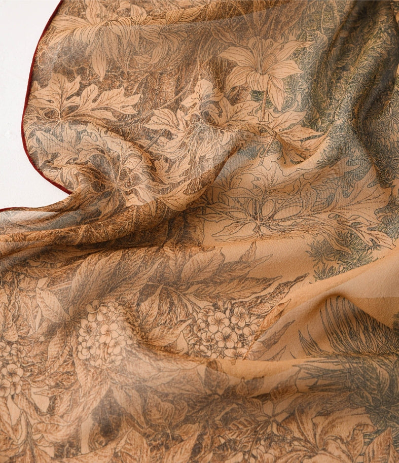 Square Scarf - Vintage Floral Lightweight Scarves - AOA Fashion Accessories