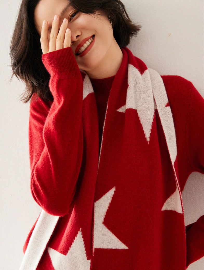 Écharpe Cachemire pour Femmes - Motif Étoile | Plusieurs Couleurs