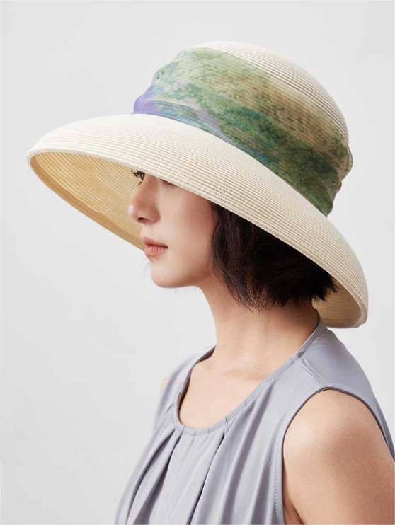 Straw Hat for Women with Silk Band - AOA Fashion Accessories