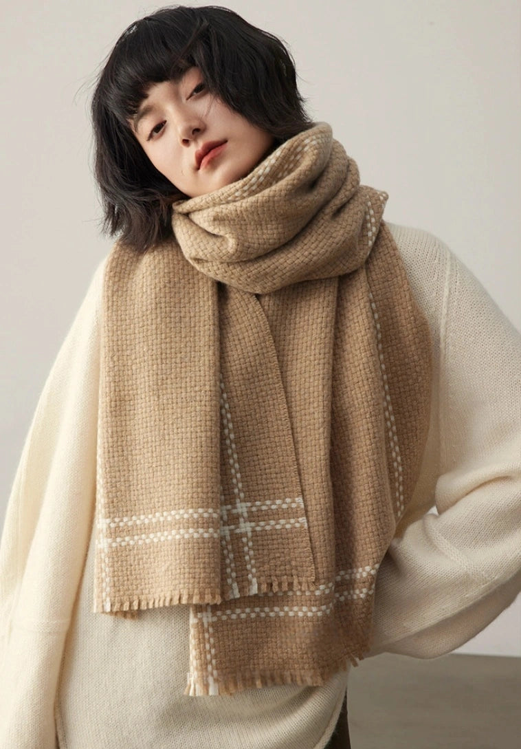 100% Cashmere Knit Scarf | Luxury Unisex, Camel - OESLO