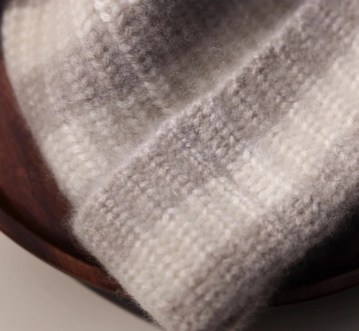 Unisex Striped Cashmere Knit Beanie Hat for Winter | Multiple Colors