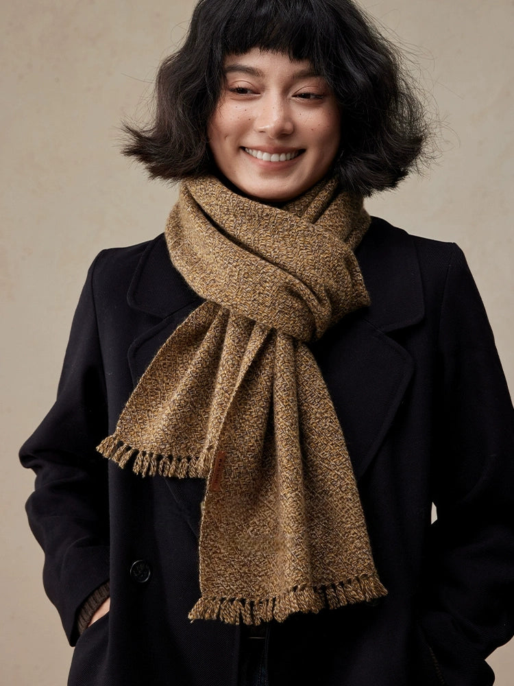 Bufanda 100% Cachemira – Textura Vintage | Verde Musgo y Rojo Palo de Rosa